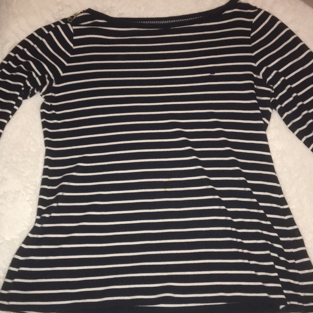 Navy Blue and White Striped Nautica Shirt